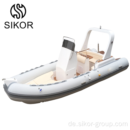 CE 6.8m RIB680 Hypalon Material Glasfaser verstärkte Kunststoffe Rumpf aufblasbare Angelkabine Rippenboot